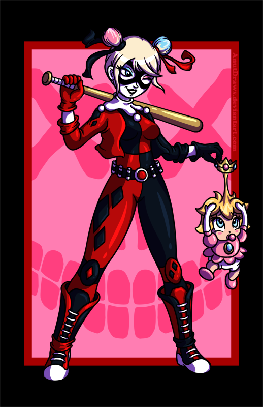Harley Quinn vs. Baby Peach by AnutDraws