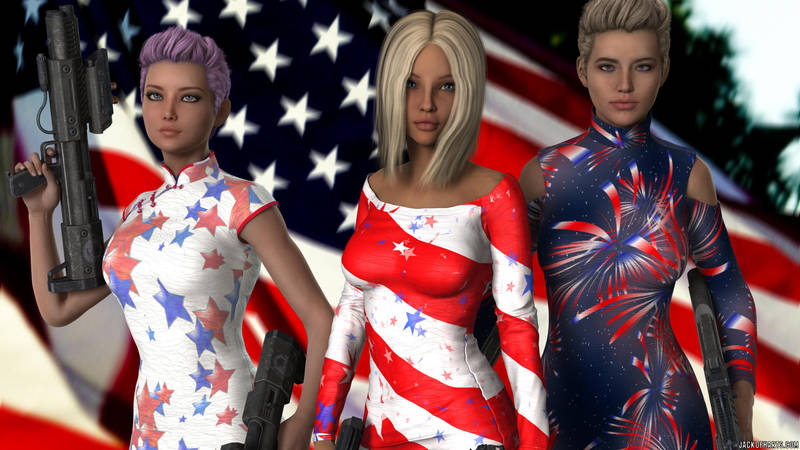 Fourth of July 2018 - Dixie, Twilight, and Jane by MedronPryde