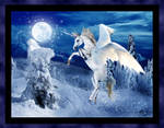 Snow Unicorn Horse Pony Equine White Blue winter by StephanieSmall