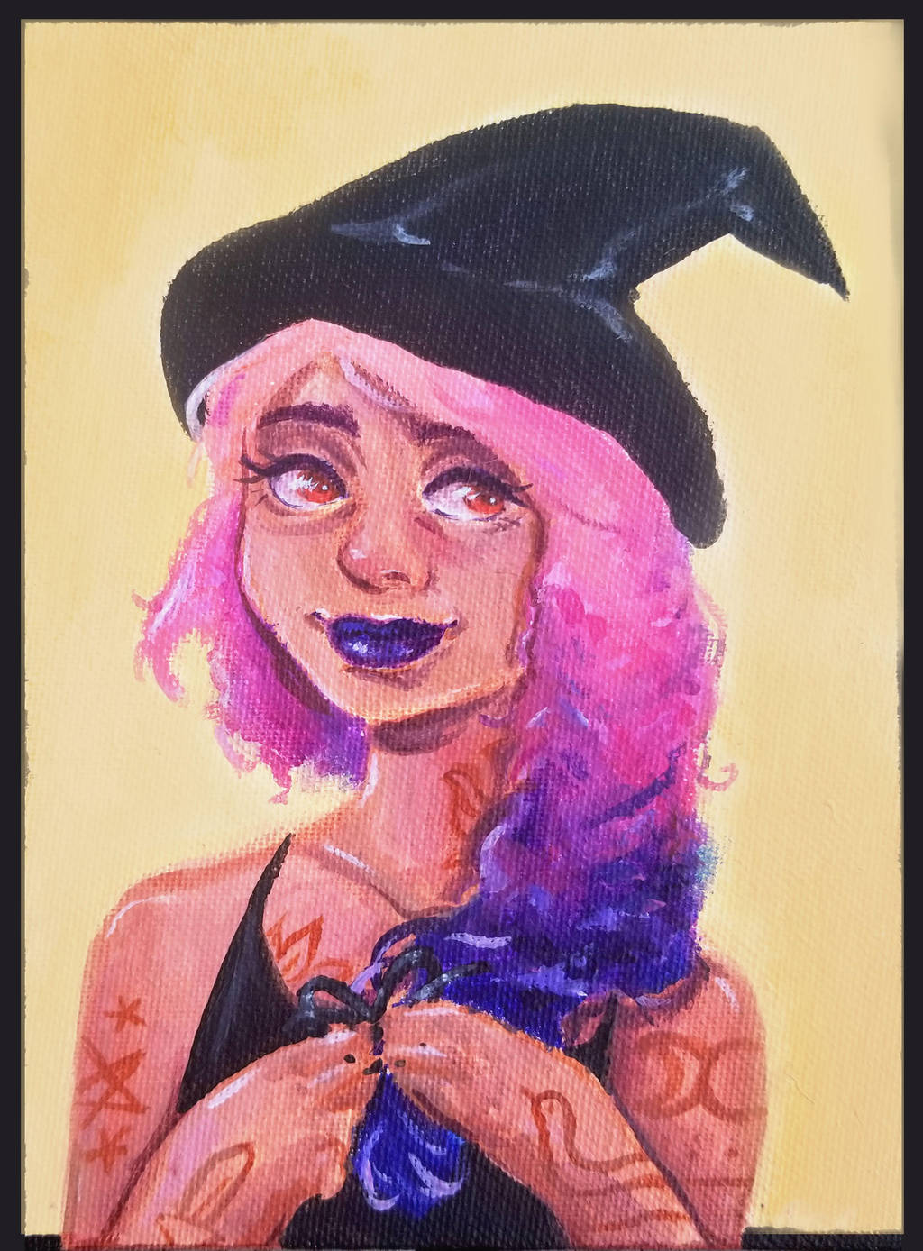 Braid Witch Acrylic Painting by Monique--Renee