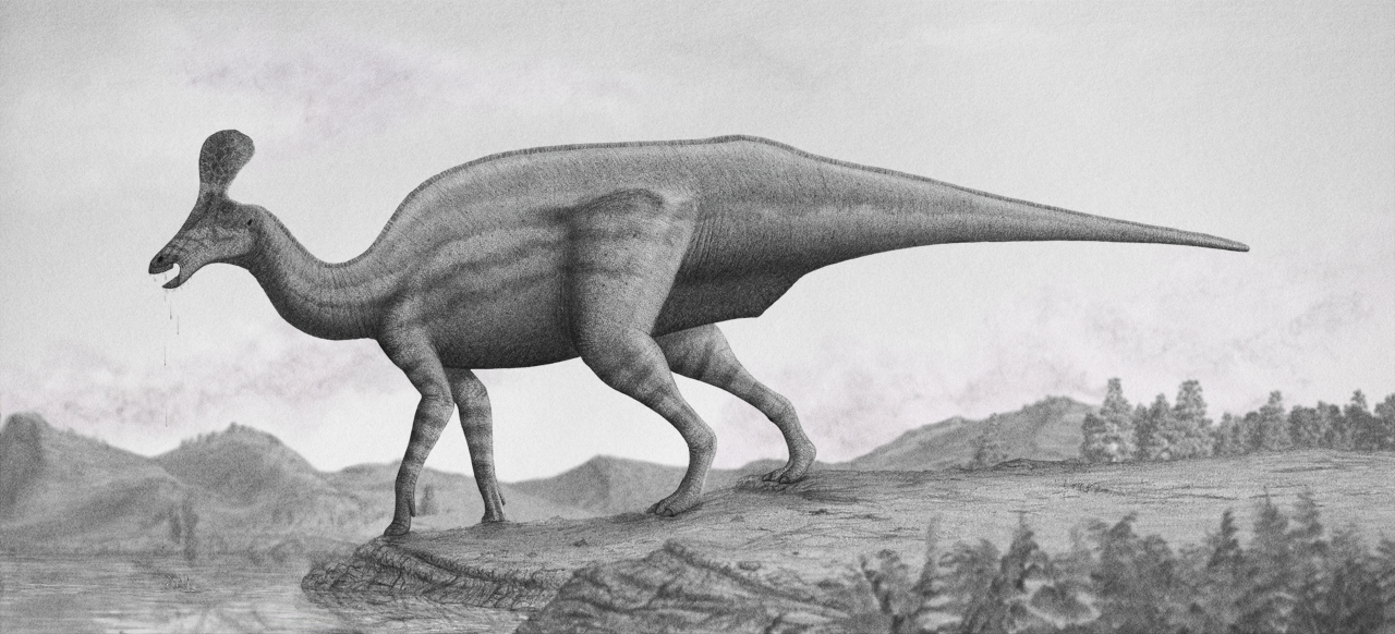 Tsintaosaurus by a Lake by Steveoc86