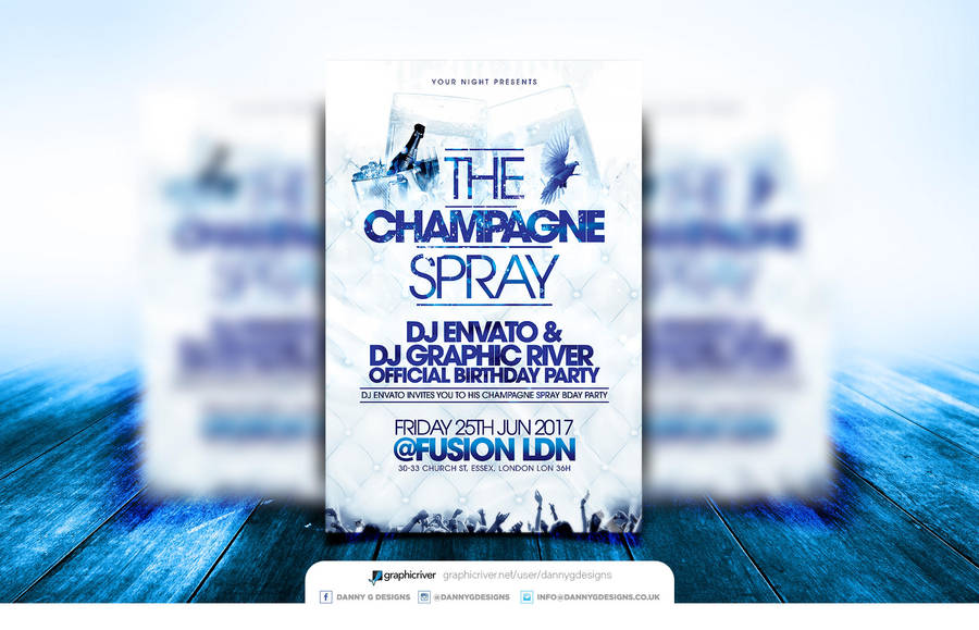 The Champagne Spray Birthday Party Flyer Template by Dannygdesigns