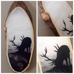 Deer Silhouette on wood slab by Murphy-Murphy