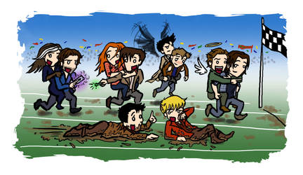 Multifandom Piggy-back Race by blackbirdrose