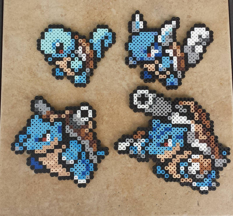 Squirtle Family - Pokemon Perler Bead Sprite Set by MaddogsCreations
