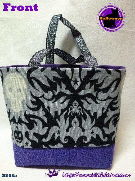 Handmade Tiny Tote bag Featuring Dark skull by SKGaleana