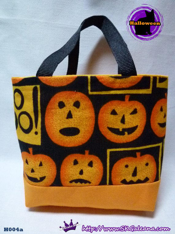 Handmade Tiny Tote Bag Featuring pumpkins by SKGaleana