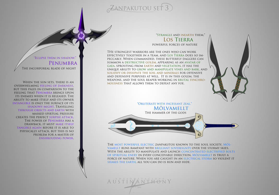 Zanpakutou Set 3 by Awesometacious on DeviantArt