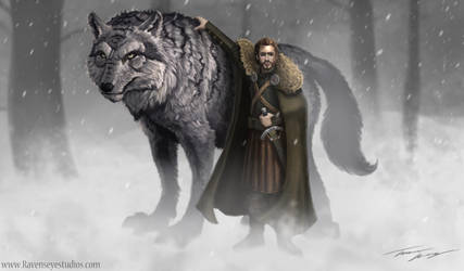 Robb Stark and Grey Wind Game of thrones by RavenseyeTravisLacey