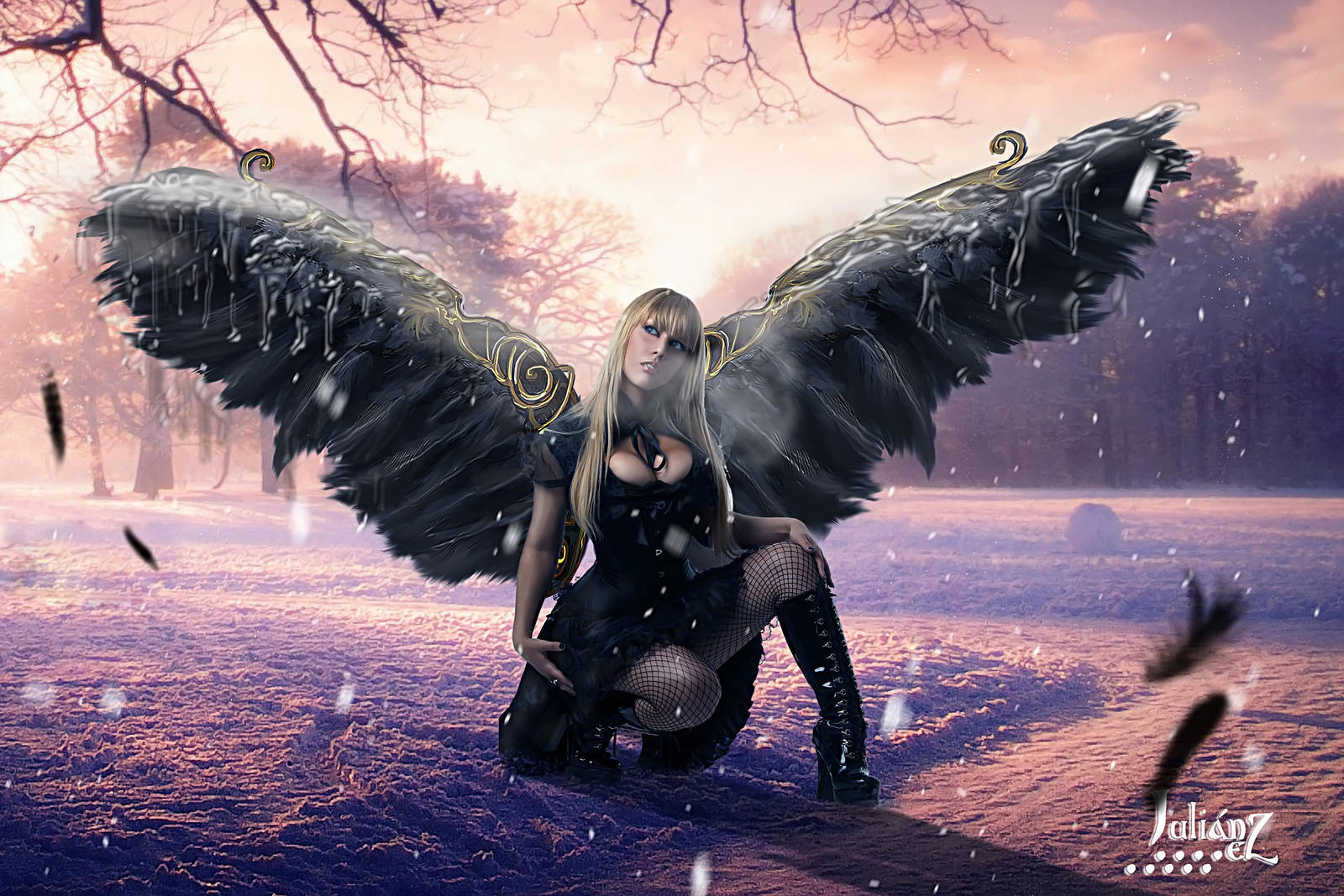 Sheltering angel blizzard by Julianez on DeviantArt