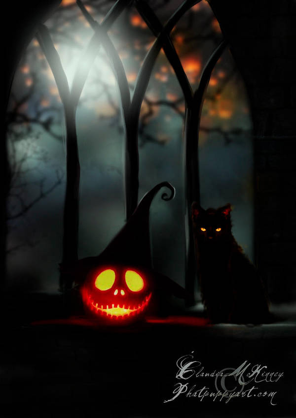Pumpkin in My Window by Phatpuppyart-Studios