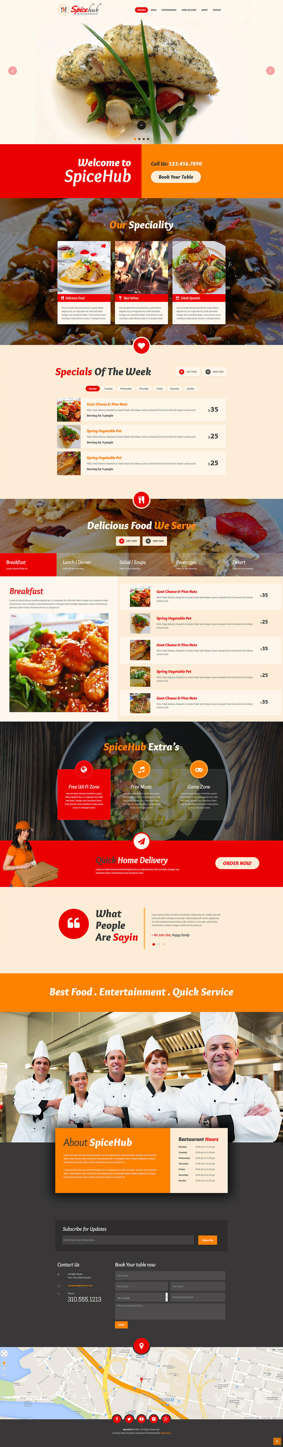 SpiceHub Restaurant Responsive Landing Page by Saptarang