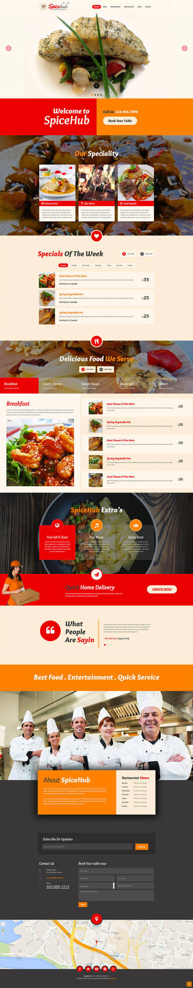 SpiceHub Restaurant Responsive Landing Page by Saptarang