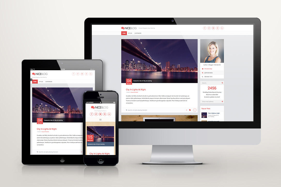 NiceBlog WordPress Blogging Theme by Saptarang
