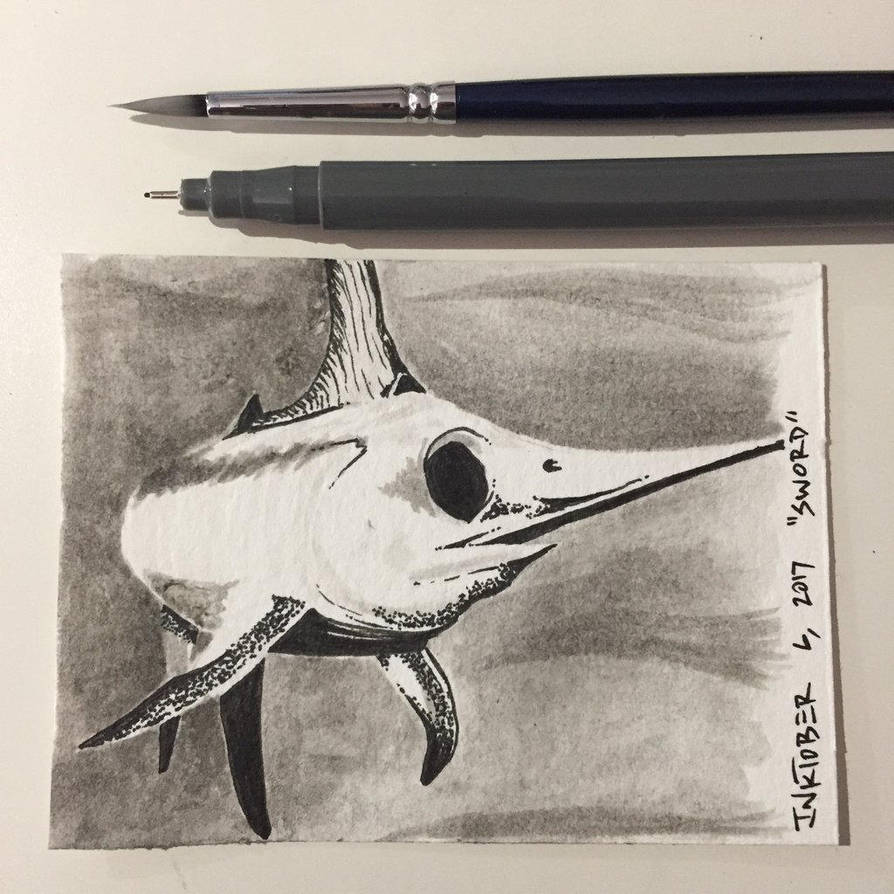 Inktober 6, 2017 'Sword' by vertseven