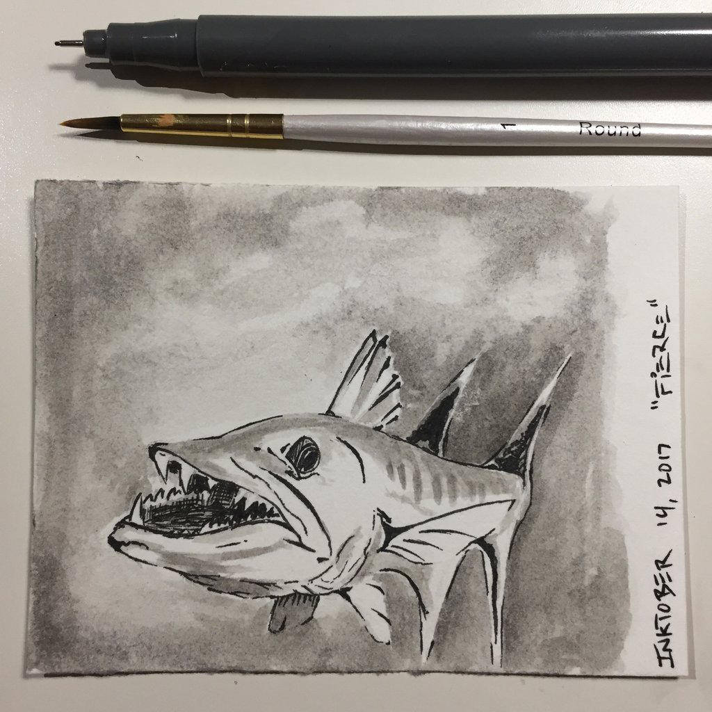 Inktober 14, 2017 'Fierce' by vertseven