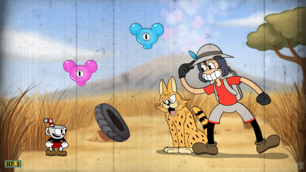 Cuphead vs Kaban-chan by AndroJuniarto