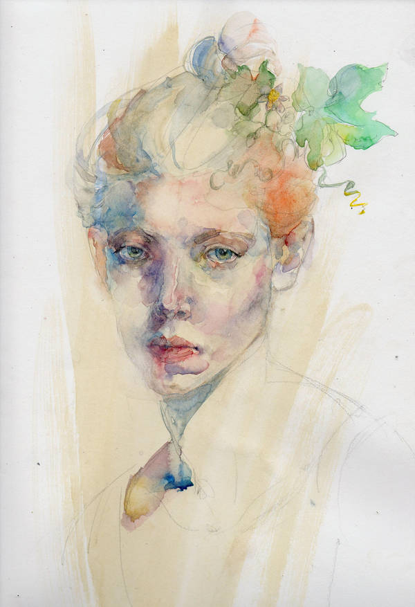 watercolor portrait by Konnova