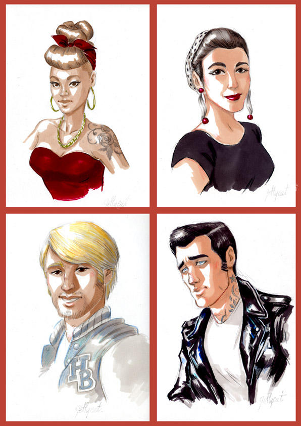 Originaux portraits Rockabilly by lejellycat