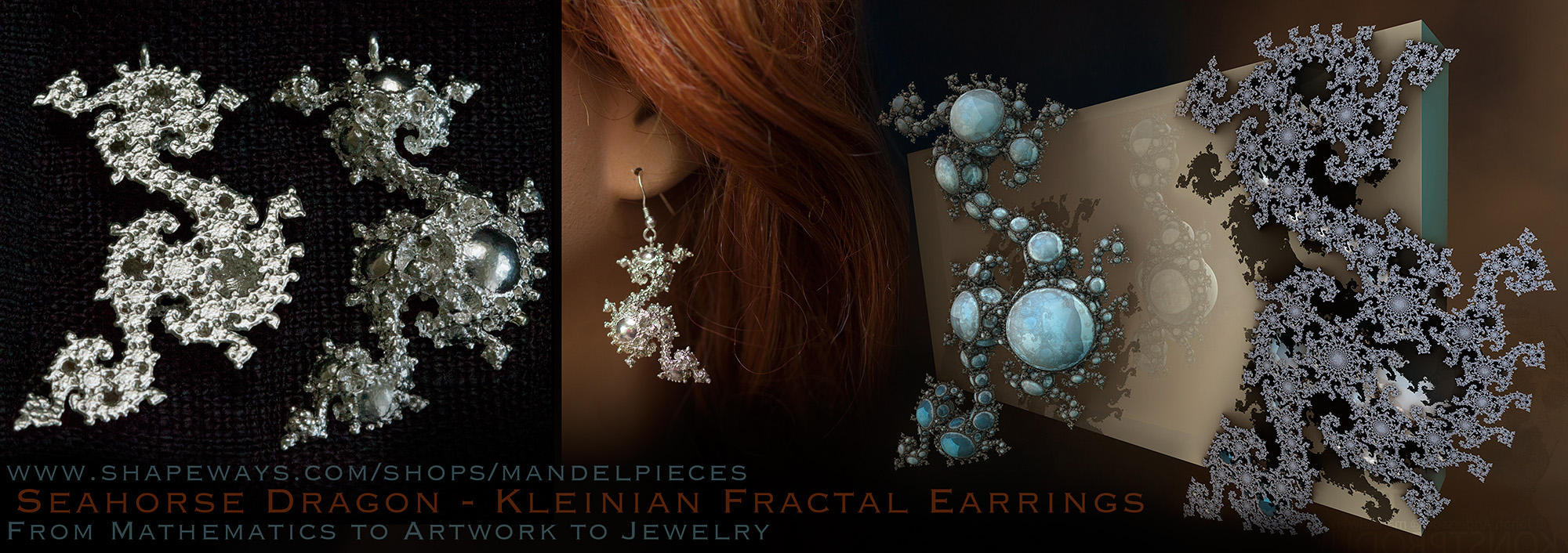 Seahorse Dragon Earrings - Keinian Fractal by MANDELWERK
