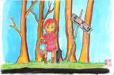 Little girl in red arrive to a old town by WongSsj
