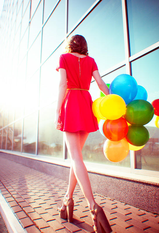 Girl with Balloons by psychiatrique