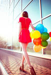 Girl with Balloons by psychiatrique