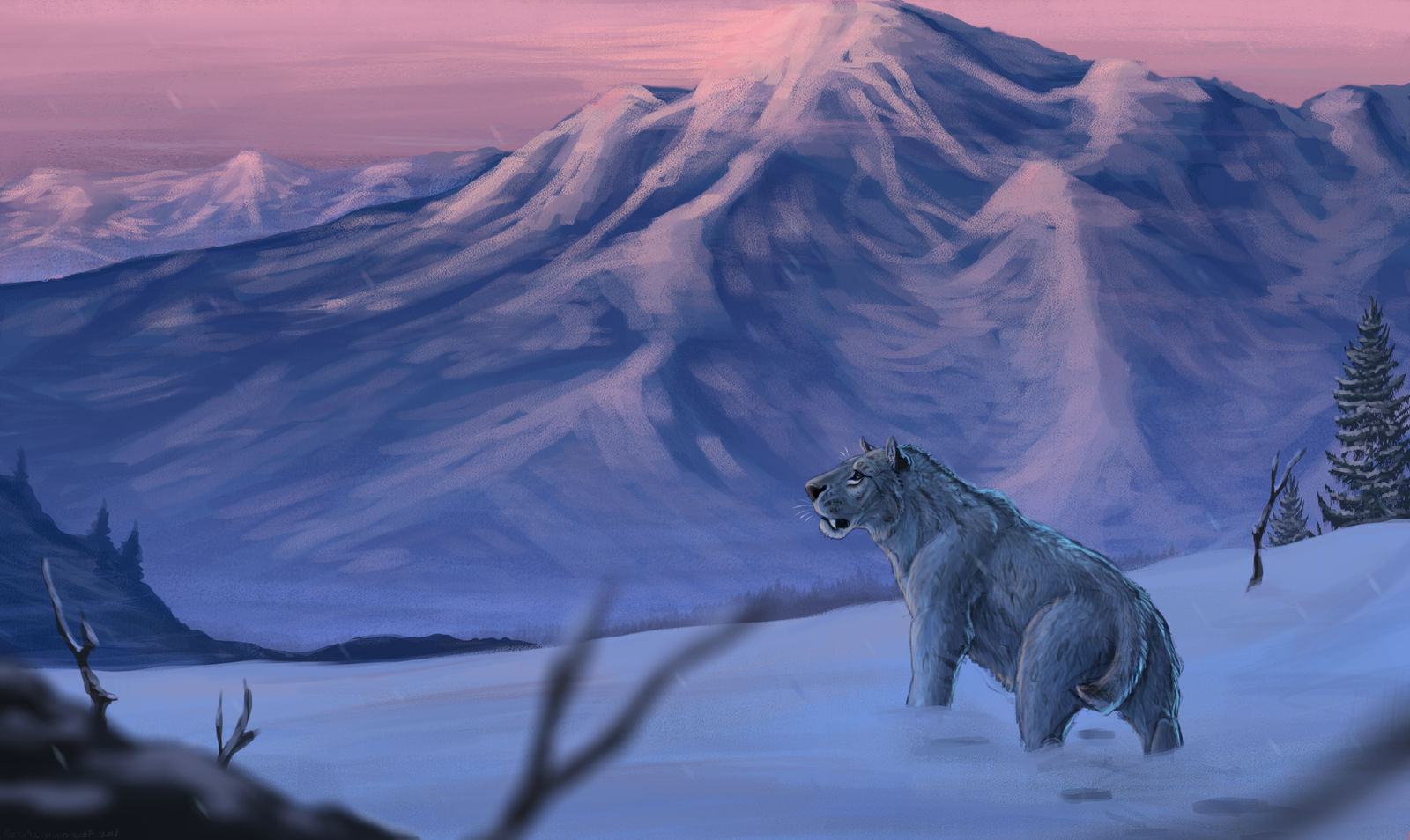 Homotherium Mountain Top by Minionwolf711