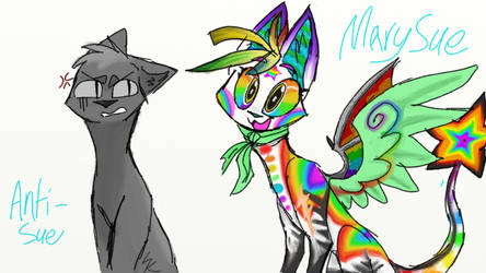 The Mary-Sue and the Anti-Sue by SketchyKreeture