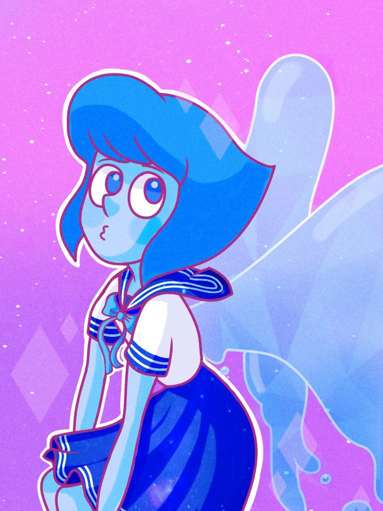 Just a silly draw of the blue bae in a school girl outfit from my tumblr(passionpeachy)