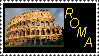 A stamp that features the picture of Roma, Italy. On the right side, there's a text that reads ROMA.