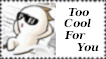 A stamp that features Onionhead chilling with sunglasses and the text on the right that says Too Cool For You.
