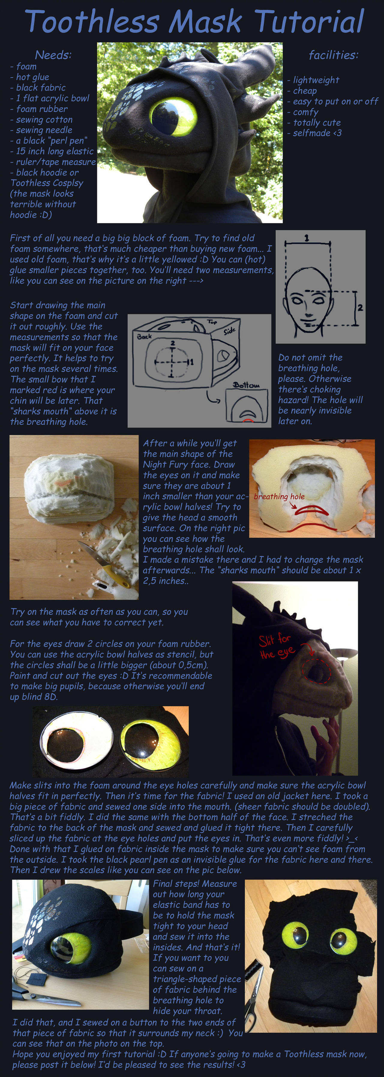 Toothless Mask Tutorial by creanima