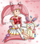 Sailor Moon and Pokemon: Chibi Moon and Sylveon by izka-197