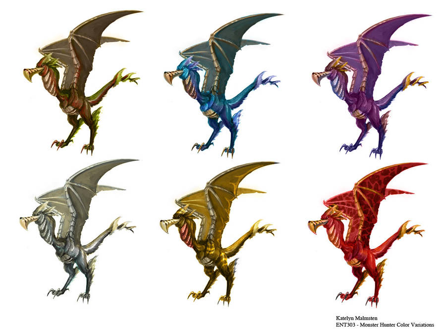 Bird Wyvern Color Variations by Kmalmsten on DeviantArt