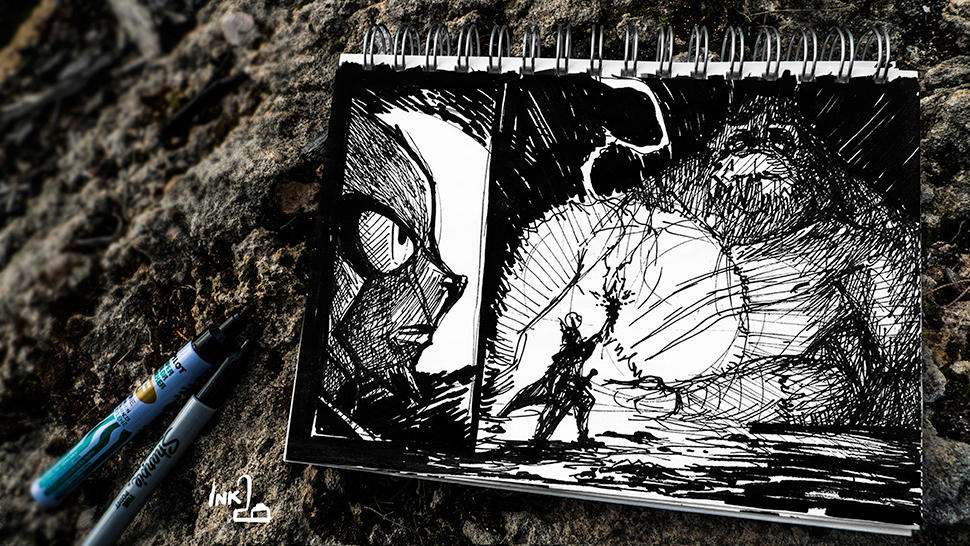 The Monster in the Cave (ink-twenty) by darkspeeds The Monster in the Cave (ink-twenty) by darkspeeds