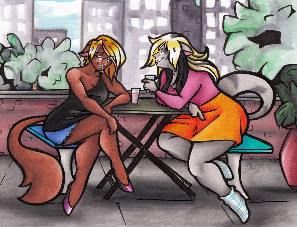 Talking Over Lunch by calicokatt