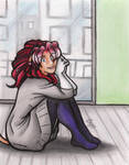 Molly Sits By A Big Window by calicokatt
