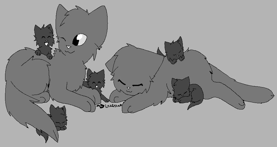 cat family lineart READ DESCRIPTION! by leafstep