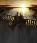 Waterfall Castle matte art by fstarno