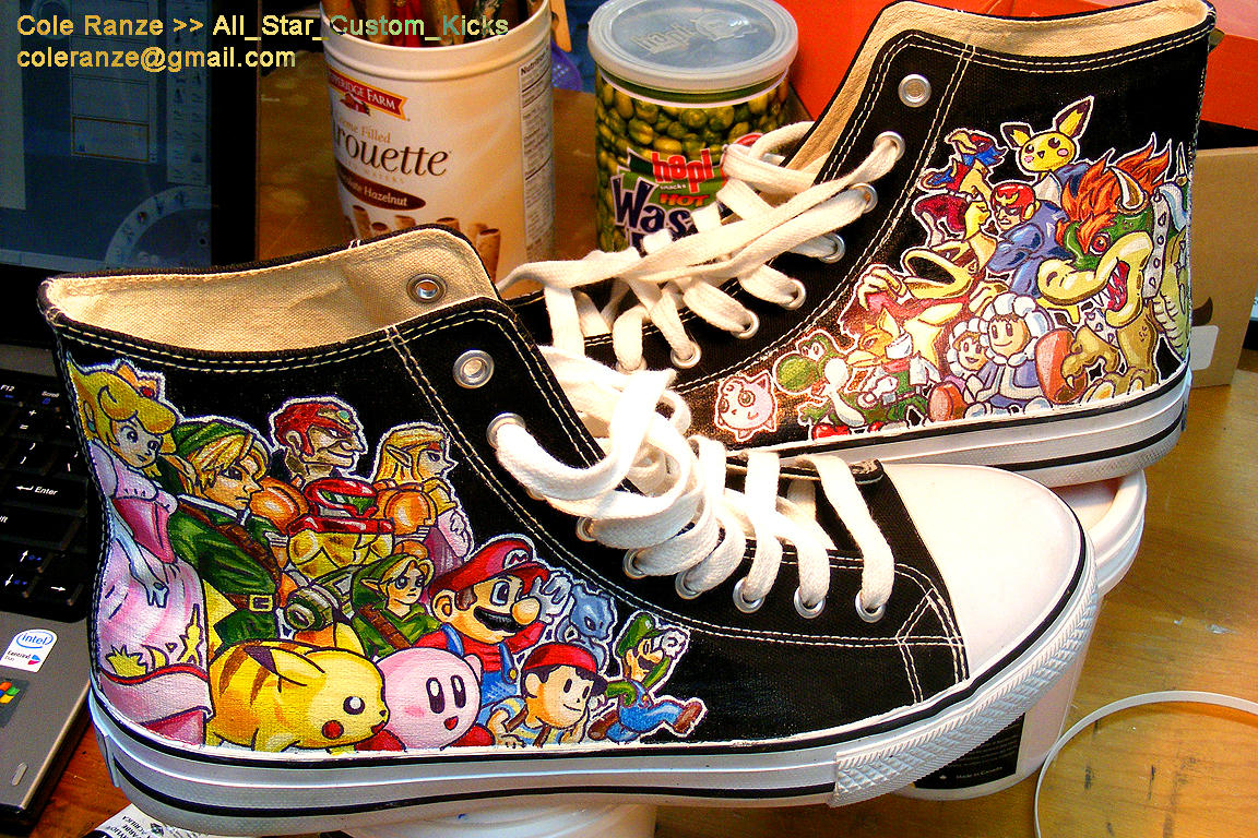 Hand Painted Nintendo Kicks by Cmr8286