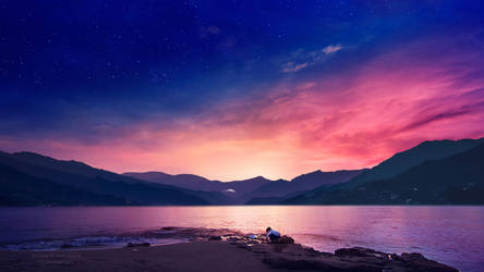 Playing with seagulls  by Ellysiumn