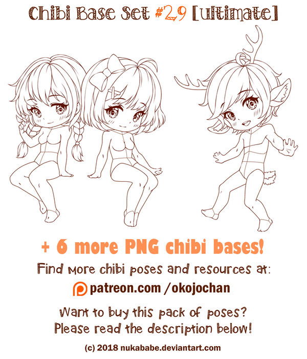 Chibi Pose Reference (Ultimate Chibi Base Set #29) by Nukababe on DeviantArt