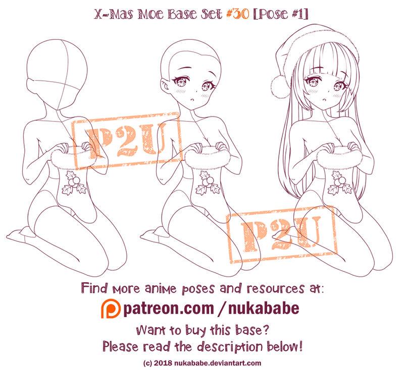Female Pose Reference | P2U Christmas Base by Nukababe Female Pose Reference | P2U Christmas Base by Nukababe