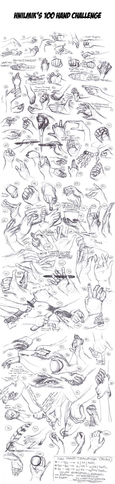 100 Hand Challenge (Hand Studies) by Hnilmik