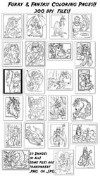 Furry and Fantasy Coloring Book Pages! by lady-cybercat