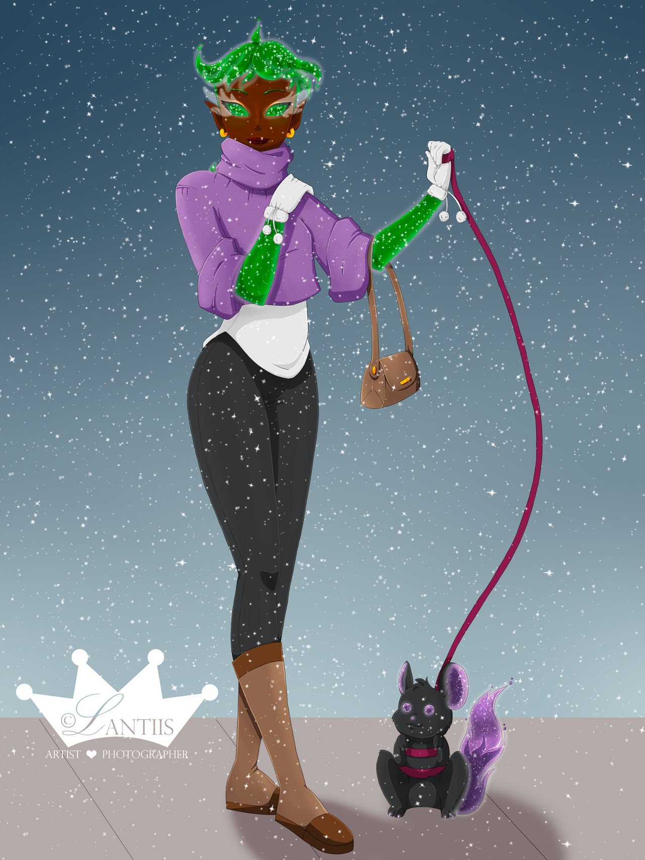 Brisha And Nix on a Winter Walk by iLantiis