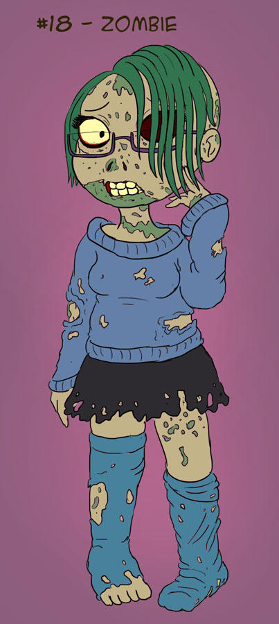 ~Monster Girl Inktober~ #18: Zombie by Fadri