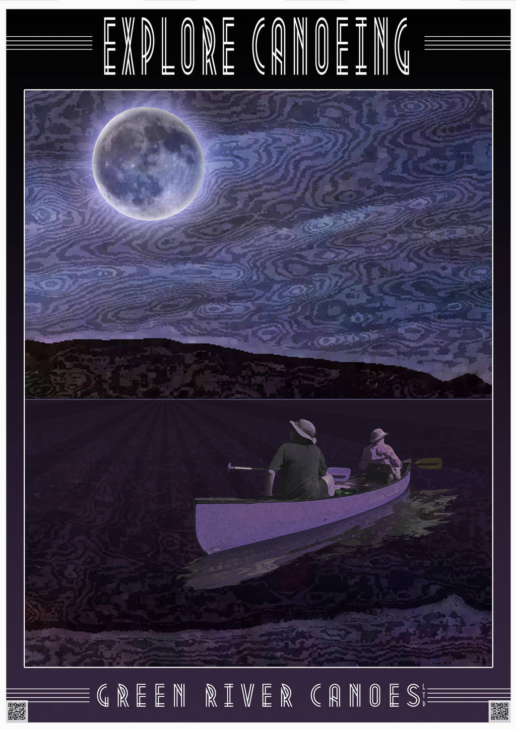 Canoeing Under a Full Moon by houselightgallery