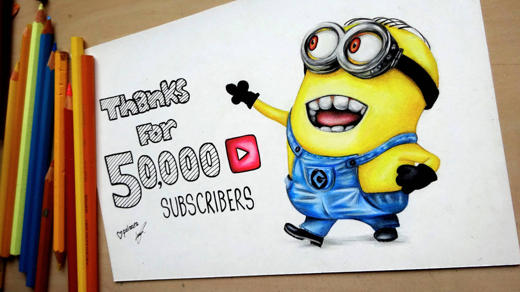 Thanks for 50000! Minion drawing Despicable Me by Polaara